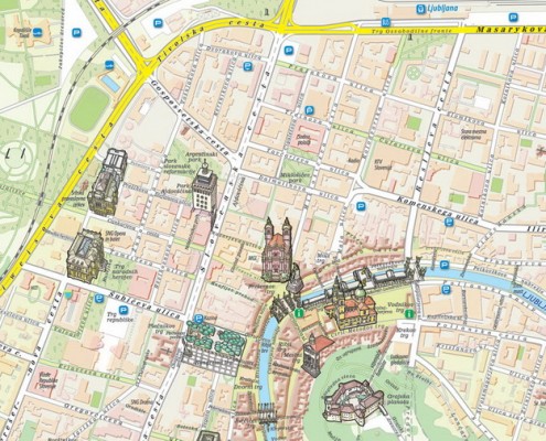 Ljubljana - znamenitosti - tematska karta