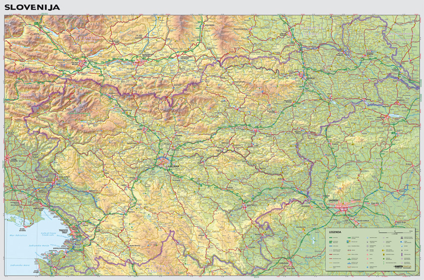 zemljopisna karta slovenije Stenska karta Slovenija   Kartografija d.o.o. zemljopisna karta slovenije